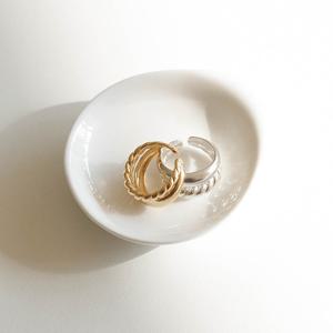 [폭스타일] [실버] 투 라인 트위스트 반지