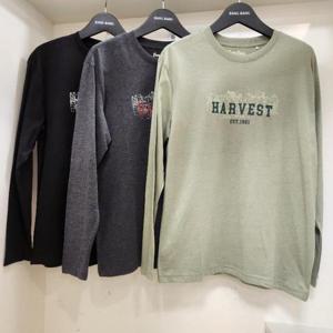 뱅뱅 HC15 뱅뱅 공용 봄 간절기 프린트 면 라운드 긴팔 티셔츠 NTM246