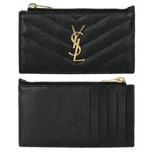 25FW 생로랑 금장 모노그램 프라그먼트 지퍼 카드지갑 607915 BOW01 1000