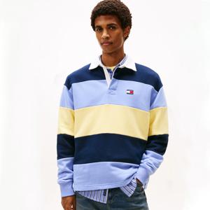 타미진스 남성 릴렉스 배지 스트라이프 럭비 티셔츠 T32G0TKT10TMT1