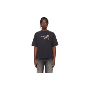 26 SS 오프화이트 남성 블랙 큐피드 애로우 스케이트 로고 티셔츠 252607M213030