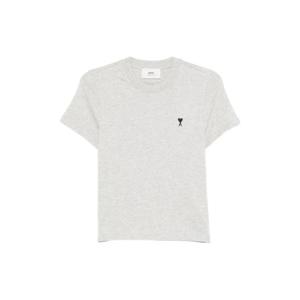 AMI Paris 로고 자수 코튼 티셔츠 H25FTS347724