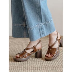 [지쎄]천연가죽 국내수제화 프레첼 통굽 샌들 GIS-45244