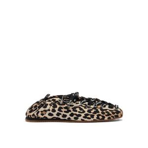 가니 레오파드 프린트 레이스업 발레리나 플랫 B1040017