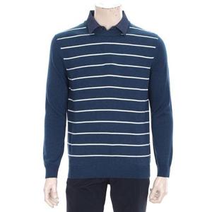 런던포그 세이브존04 블루 가로줄 레이어드 셔츠니트 LORNA455