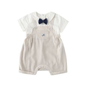 [밍크뮤]SC선물포장+보타이(블루)샤를뮤스트라이프바디수트(3631160401)신생아 외출우주복 A