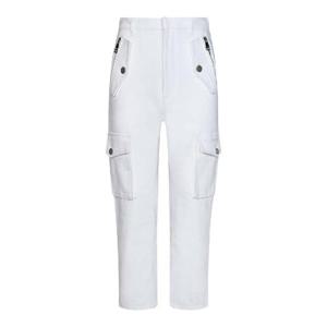 Balmain 화이트 Cargo 팬츠 with Silver 로고 Plate BH1PQ006CE250FA TP571995945