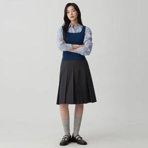 플라스틱아일랜드  (PS1WS281) 플리츠 미디 스커트