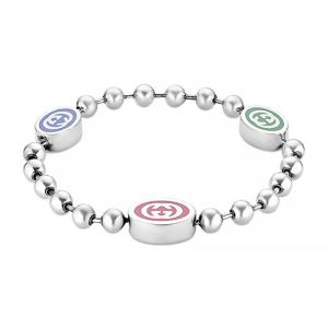 구찌 YBA753442001 인터로킹 G 불레 볼 체인 에나멜 실버 팔찌