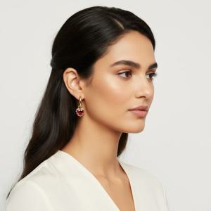 스와로브스키 5684760 CHROMA 하트 레드 후프 드롭 귀걸이