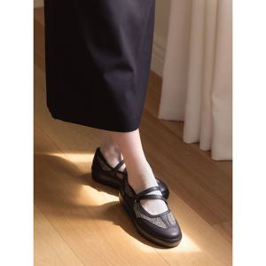 [지쎄]천연가죽 국내수제화 모즈 니팅 메리제인 플랫 GIS-46271