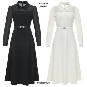 [미니멈]MD 카라넥 시스루 플레어 원피스 MD MYBAWO3110_CJ