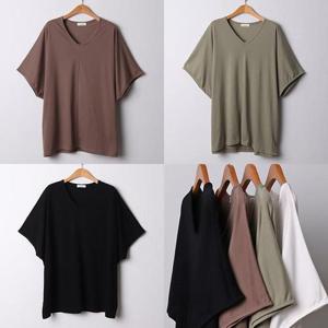 [강물처럼]위쉬몰 IL 브이넥절개반팔티셔츠(E027H402) 빅사이즈