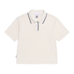 N262WPL030 여성 피케 변형 반팔 카라 티셔츠 IVORY