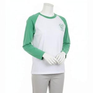 스포티앤리치 엠블럼 베이스볼 긴팔 티셔츠 화이트 그린 TO045S405EW