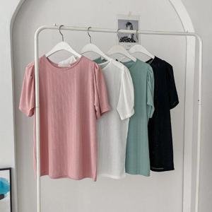 [강물처럼]빅사이즈사랑해요 K161L306 스판파니반팔티셔츠 BN (1