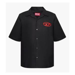 디젤 S-MAC-C 로고 볼링 반팔 셔츠 A14636 0PCAL 9XX