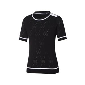 [와이드앵글] WWM23K13Z1   여성 CO 로고 JQD 라운드 스웨터 L (Black)