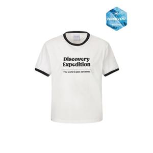 디스커버리 26S S 여름 [DWRS94063WHS] 여성 프레시벤트 레터링 세미크롭 링거티셔츠