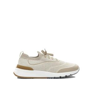 브루넬로 쿠치넬리 히트 본디드 디테일 테크노 코튼 니트 러너 스