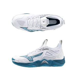 [미즈노(스포츠)]최상급 배구/배드민턴화 웨이브 모멘텀3 인도어화 화이트/시안블루 V1GA231221