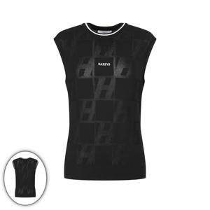 [헤지스골프] 여성 H모티브 메쉬 자카드 니트 베스트 블랙 HWSW6B312BK