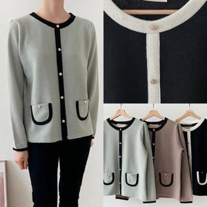 [강물처럼]위쉬몰 BN 럭키배색포켓가디건티(Q395H312) 빅사이즈