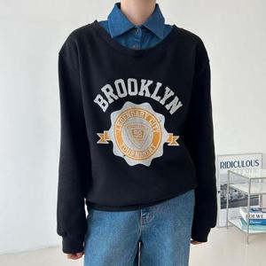 [강물처럼]아이우먼 브룩로고나염청카라티 BNQ393M312 빅사이즈