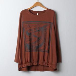 [강물처럼]아이우먼 홀스라운드넥긴팔티 MNJ349M312 빅사이즈 (1