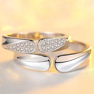 예쁜반지 실버 오픈 큐빅 커플 반지OC