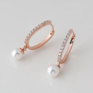 여친선물 패션 진주 큐빅 링 원터치 귀걸이