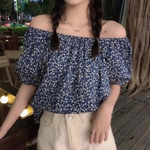 플라워패턴 밴딩 오프 숄더 블라우스 HH-E90