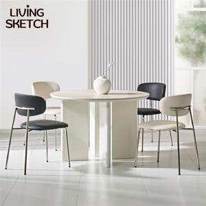 [리빙스케치] 칼렛 실리콘 레더 식탁 의자[착불]실버프레임 생활방수 이지클린 카페 업소용 체어