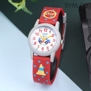 큐앤큐 VR99J-020Y 학습에 좋은 경찰차 캐릭터 어린이 아동 우레탄 시계 d