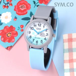 큐앤큐 VS49J-006Y 학습에 좋은 물방울 고래 캐릭터 어린이 아동 우레탄 시계 d