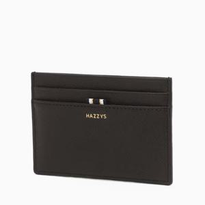 [헤지스ACC] 블랙 로고프린트 소가죽 카드지갑 HJHO6E502BK