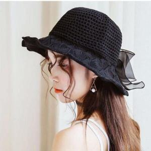 여성벙거지모자 리넨 리본 썬캡모자 여성 벙거지모자 밀짚 버킷햇