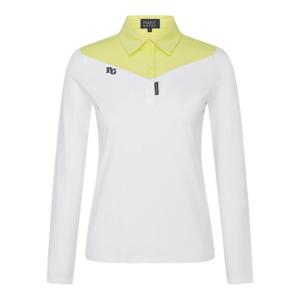 파리게이츠골프긴팔티 NQC 521C3TO053_WH 여성 쉐브론 컬러 믹스 카라 긴팔 티셔츠