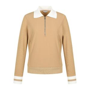 핑골프웨어 NQC 121D4TR451_BG 여성 기모 카라 배색 긴팔 티셔츠