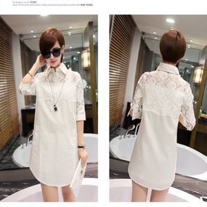 FL511 우아한 어깨 소매 레이스 7부 셔츠 남방