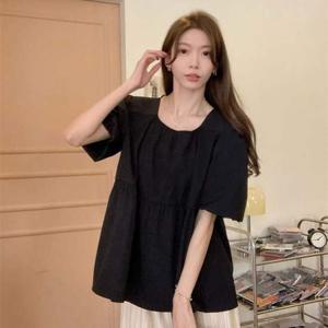 루즈핏 퍼프 백리스 블라우스 LL-T179