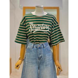 [레코브] 레터링 스트라이프 반팔 티셔츠 LC41F6ST011X