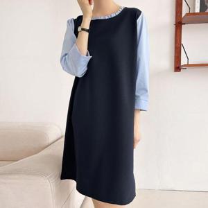 [강물처럼]아이우먼 리빙넥프릴배색원피스 BSU083M503 빅사이즈