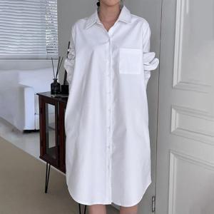 [강물처럼]아이우먼 박시스판롱셔츠원피스 IRP107M503 빅사이즈