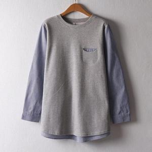 [강물처럼]아이우먼 미니포켓셔츠긴팔티 MND017M503 빅사이즈 (3