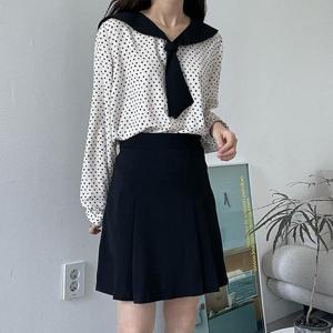 [강물처럼]아이우먼 도트타이배색블라우스 YPG585M503 빅사이즈