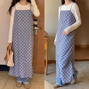 [강물처럼]빅사이즈패턴원피스 U070L503 키스나시체크트임원피스