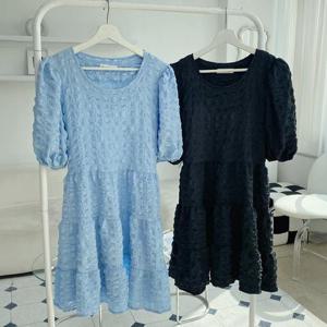 [강물처럼]빅사이즈반팔원피스 Q939L503 스위트엠보퍼프원피스 Y