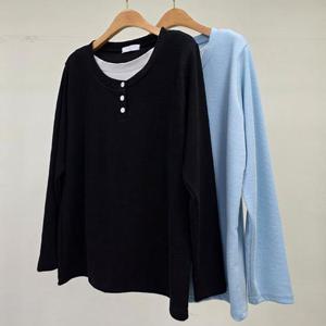 [강물처럼]빅사이즈배색티 U051L503 제니레이어드골지넥티 ZY (3