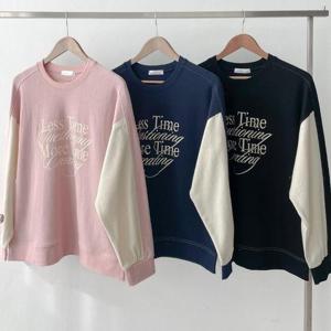 [강물처럼]빅사이즈나염티 U053L503 레스라운드소매배색티 SM (3